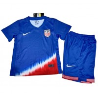 Echipament fotbal Statele Unite Tricou Deplasare Copa America 2024 pentru copii maneca scurta (+ Pantaloni scurti)